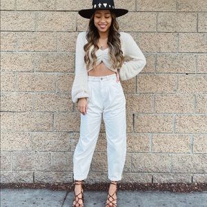 Zara | Cream high waisted denim jeans